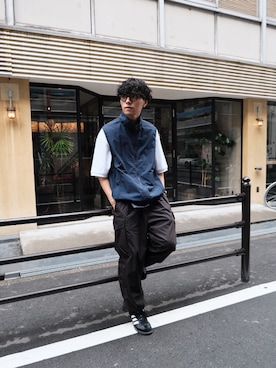 「Steven Alan（スティーブンアラン）のアイテム（ベスト、ブルー系）」を使った、shunさん（メンズ・170cm）の秋コーディネート