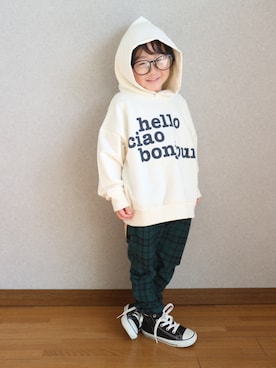 「アイテム（パーカー）」を使った、Su,Um,Riさん（キッズ・100cm）の冬コーディネート