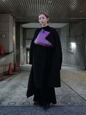 「CFCL（シーエフシーエル）のアイテム（ジャケット/アウター）」を使った、荻原桃子さん（レディース・161cm）の冬コーディネート