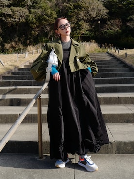 「バルーン袖」｜荻原桃子さん（レディース・161cm）の冬コーディネート