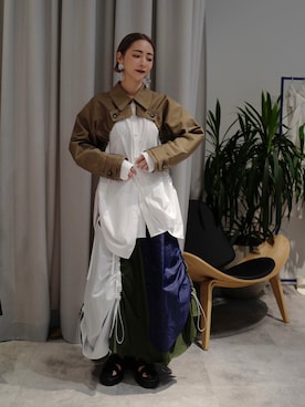 「UN3D.（アンスリード）のアイテム（ジャケット/アウター）」を使った、荻原桃子さん（レディース・161cm）の秋コーディネート
