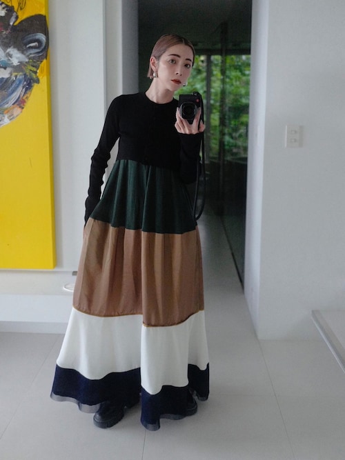 UN3D.（アンスリード）の「FABRIC MIX BORDER OP（ワンピース）」 - WEAR