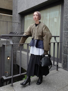 「UN3D.（アンスリード）のアイテム（ジャケット/アウター）」を使った、荻原桃子さん（レディース・161cm）の秋コーディネート