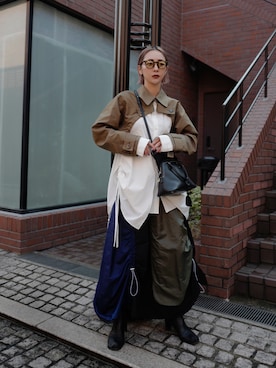 「UN3D.（アンスリード）のアイテム（ジャケット/アウター）」を使った、荻原桃子さん（レディース・161cm）の冬コーディネート