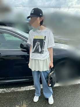 「アイテム（チュニック）」を使った、mayuさん（レディース・160cm）の夏コーディネート