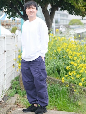 「UNIQLO（ユニクロ）のアイテム（パンツ）」を使った、LB_YAMAZAKIさん（メンズ・176cm）の夏コーディネート