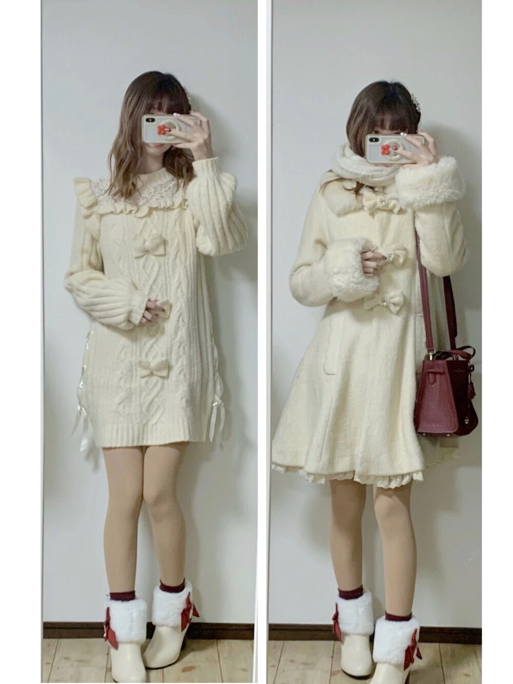 「LIZ LISAのアイテム（ワンピース/ドレス、ベージュ系）」を使った、cocoa0827さん（レディース・157cm）の冬コーディネートの1枚目の写真