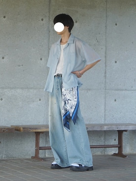 「アイテム（バンダナ/スカーフ）」を使った、uchiさん（メンズ・177cm）の夏コーディネート