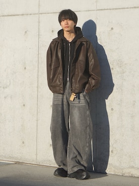 「アイテム（ブラック系）」を使った、uchiさん（メンズ・177cm）の冬コーディネート