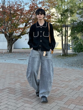 「アイテム（カーディガン/ボレロ）」を使った、uchiさん（メンズ・177cm）の秋コーディネート