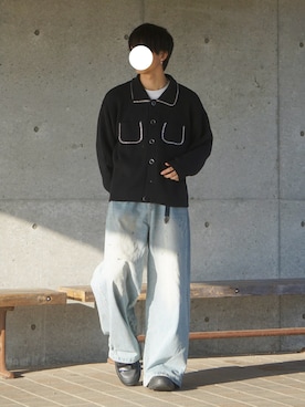 「アイテム（カーディガン/ボレロ）」を使った、uchiさん（メンズ・177cm）の秋コーディネート