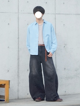 「アイテム（タンクトップ、ベージュ系）」を使った、uchiさん（メンズ・177cm）の秋コーディネート