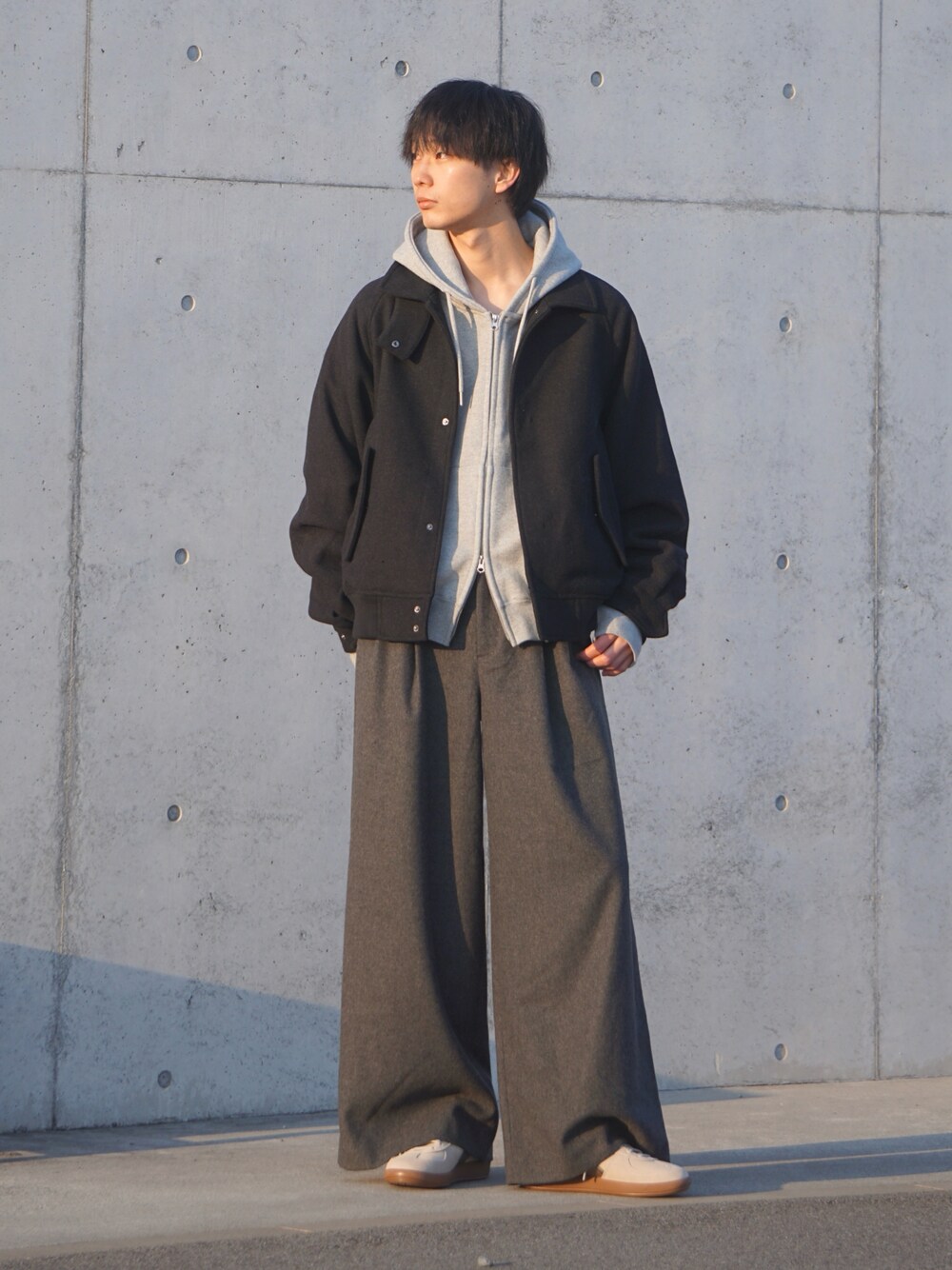 CLEL】Wool Blend Tech Melton 2Way Blouson / ウールブレンド テック