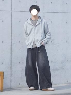 「SENSE OF PLACE by URBAN RESEARCH（センスオブプレイスバイアーバンリサーチ）のボーダーヘンリーネックロングTシャツ（Tシャツ/カットソー、ブラック系）」を使った、uchiさん（メンズ・177cm）の春コーディネート