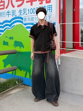 「WYM LIDNM（ウィム バイ リドム）のREFINED RIB STRETCH HENLEY TEE（Tシャツ/カットソー、ブラック系）」を使った、uchiさん（メンズ・177cm）の秋コーディネート