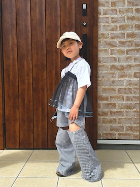 「MARKEY'S（マーキーズ）のアイテム（キャミソール、ブラック系）」を使った、kohaさん（キッズ・110cm）の夏コーディネート