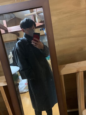 「kutir（クティール）のアイテム（チェスターコート）」を使った、ゲゲ丸さん（メンズ・174cm）の冬コーディネート