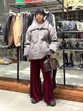 「アイテム（ボストンバッグ）」を使った、かなうさん（メンズ・172cm）の冬コーディネート