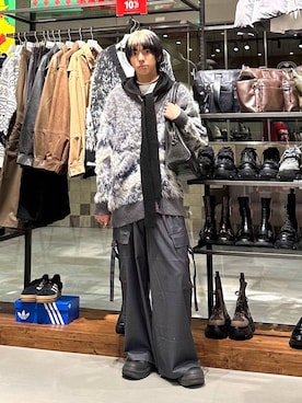 「アイテム（ボストンバッグ）」を使った、かなうさん（メンズ・172cm）の冬コーディネート