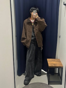 「PBLIM（ページボーイリム）の《UNISEX》ソフトスウェードブルゾン（ブルゾン）」を使った、かなうさん（メンズ・172cm）の秋コーディネート