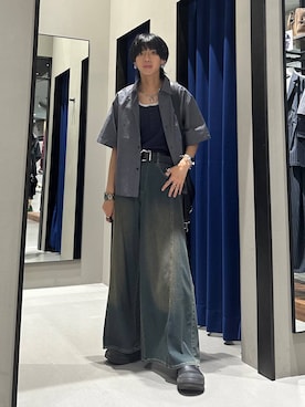 「PBLIM（ページボーイリム）の《UNISEX》ヘンリーレイヤードタンク / ２枚セット（タンクトップ、ブルー系）」を使った、かなうさん（メンズ・172cm）の夏コーディネート