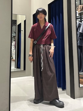 「PAGEBOY（ページボーイ）のマルチWAYバックルバッグ【500mlペットボトル収納可能/リュック/トート/斜めかけ出来る】（ショルダーバッグ、ブラック系）」を使った、かなうさん（メンズ・172cm）の夏コーディネート