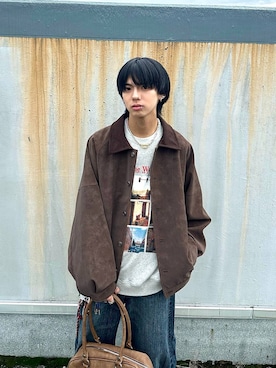 「PBLIM（ページボーイリム）の《UNISEX》スラブブリーチデニム（デニムパンツ）」を使った、かなうさん（メンズ・172cm）の秋コーディネート