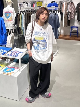 「PBLIM（ページボーイリム）のアイテム（Tシャツ/カットソー）」を使った、かなうさん（メンズ・172cm）の夏コーディネート