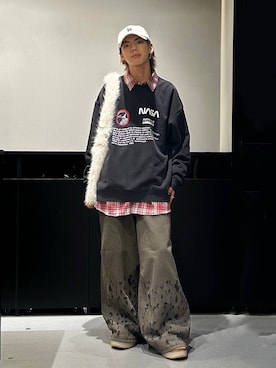 「PAGEBOY（ページボーイ）のアイテム（帽子）」を使った、かなうさん（メンズ・172cm）の秋コーディネート