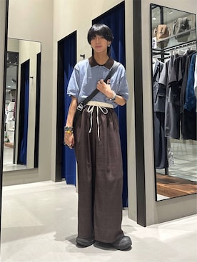 「PAGEBOY（ページボーイ）のマルチWAYバックルバッグ【500mlペットボトル収納可能/リュック/トート/斜めかけ出来る】（ショルダーバッグ、ブラック系）」を使った、かなうさん（メンズ・172cm）の夏コーディネート