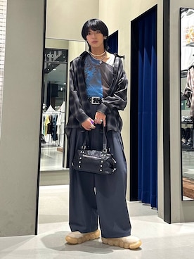 「PBLIM（ページボーイリム）の《UNISEX》3タックボリュームスラックス（スラックス、グレー系）」を使った、かなうさん（メンズ・172cm）の夏コーディネート