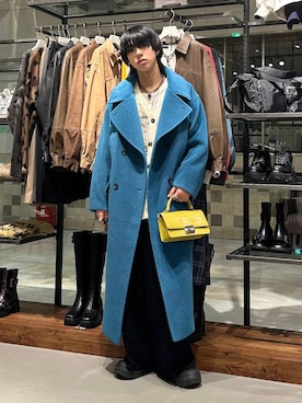 「アイテム（チェスターコート、グリーン系）」を使った、かなうさん（メンズ・172cm）の秋コーディネート