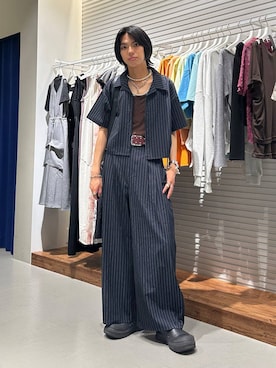 「PBLIM（ページボーイリム）の《UNISEX》ヘンリーレイヤードタンク / ２枚セット（タンクトップ、ブラウン系）」を使った、かなうさん（メンズ・172cm）の夏コーディネート