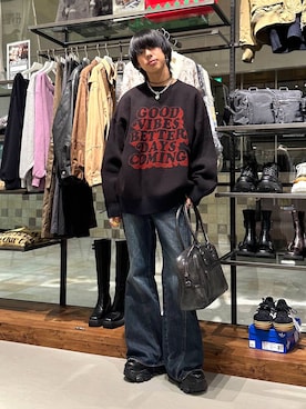 「アイテム（ボストンバッグ）」を使った、かなうさん（メンズ・172cm）の秋コーディネート