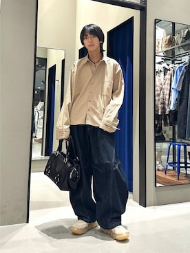「PBLIM（ページボーイリム）の《UNISEX》フラップポケットデニム（デニムパンツ、ブルー系）」を使った、かなうさん（メンズ・172cm）の夏コーディネート