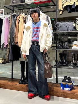 「アイテム（ボストンバッグ）」を使った、かなうさん（メンズ・172cm）の秋コーディネート