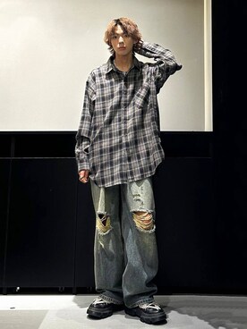 「PBLIM（ページボーイリム）のアイテム（デニムパンツ）」を使った、かなうさん（メンズ・172cm）の秋コーディネート