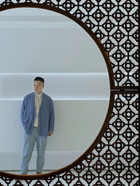 「tk.TAKEO KIKUCHI（ティーケータケオキクチ）のアイテム（ノーカラージャケット）」を使った、aaronyaoさん（メンズ・168cm）の冬コーディネート