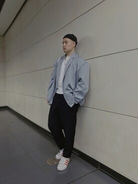 「kutir（クティール）のアイテム（テーラードジャケット）」を使った、aaronyaoさん（メンズ・167cm）の秋コーディネート