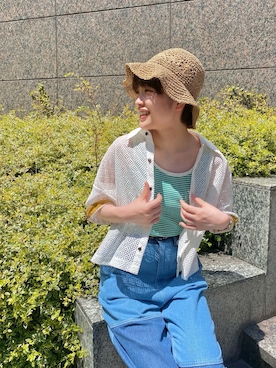 「RAY CASSIN（レイカズン）のアイテム（帽子）」を使った、chi_iさん（レディース・163cm）の夏コーディネート