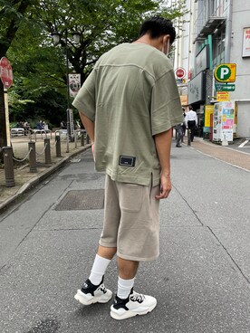 「WHITELAND（ホワイトランド）のWHITELAND/ホワイトランド/タグTシャツ/TAG TEE（Tシャツ/カットソー）」を使った、takuya satoさん（メンズ・182cm）の夏コーディネート