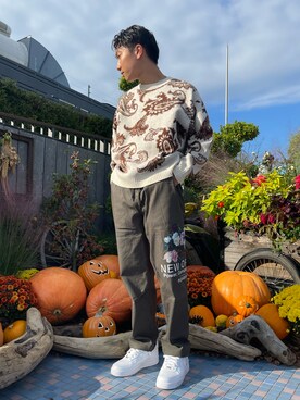 「PLEASURES（プレジャー）のアイテム（パンツ）」を使った、takuya satoさん（メンズ・182cm）の秋コーディネート