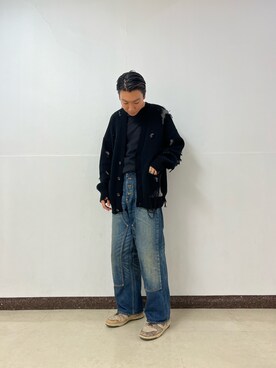 「ダメージカーディガン」｜takuya satoさん（メンズ・182cm）の秋コーディネート