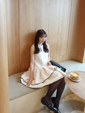 「Acka.のアイテム（ワンピース/ドレス、ホワイト系）」を使った、yuiさん（レディース・159cm）の春コーディネート