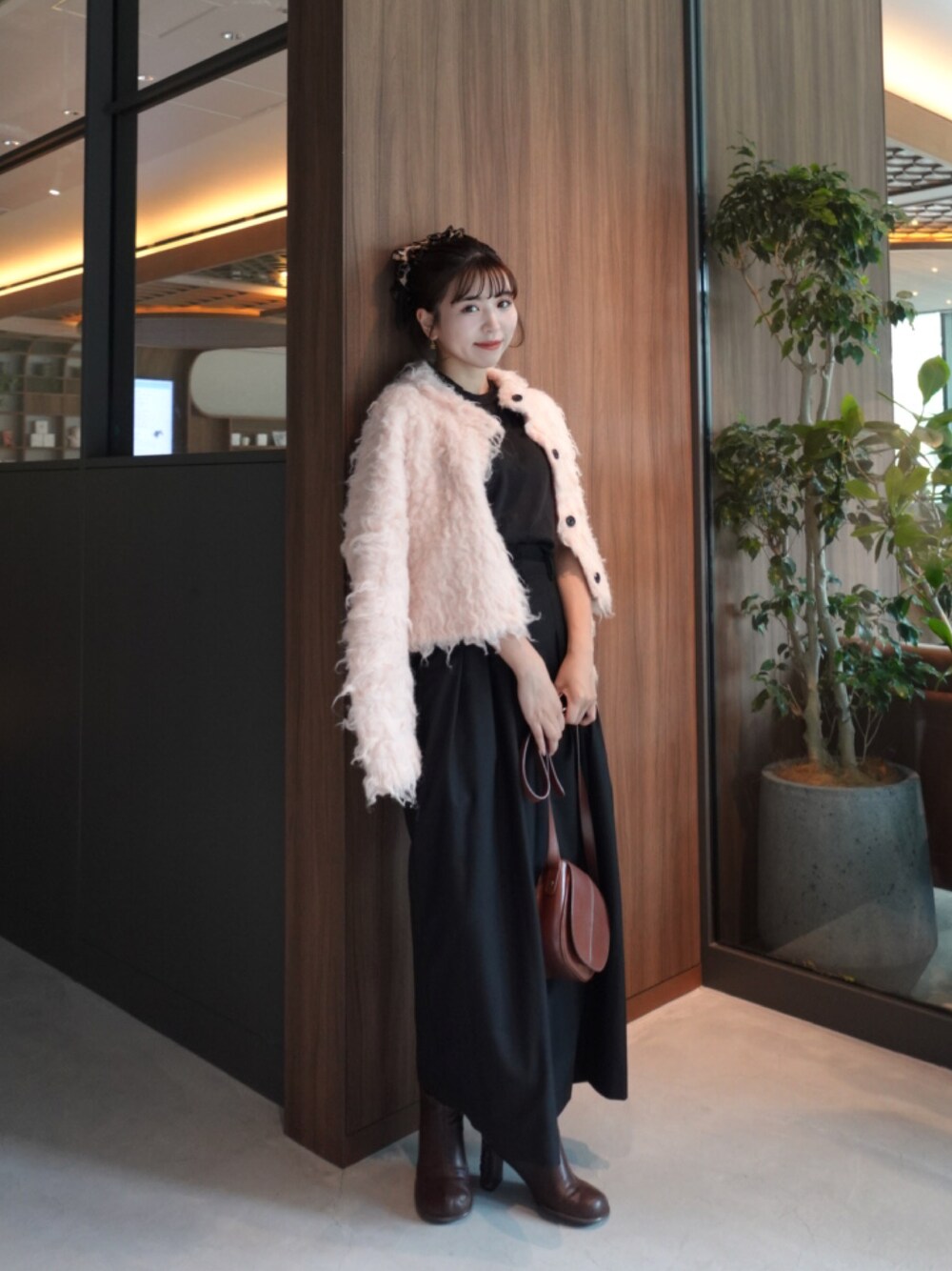 CLANEのカーディガン/ボレロ（ピンク系）を使った人気ファッション