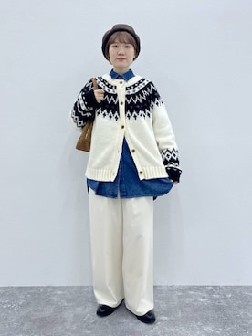 「アイテム（ハンチング/ベレー帽）」を使った、miyuさん（レディース・157cm）の秋コーディネート