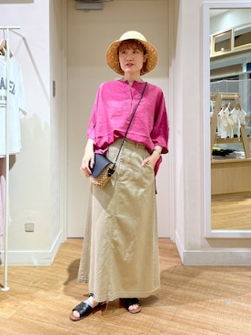 「アイテム（帽子）」を使った、miyuさん（レディース・157cm・30代）の夏コーディネート
