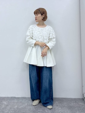 「アイテム（付け襟）」を使った、miyuさん（レディース・157cm）の夏コーディネート