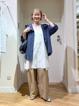 「アイテム（チュニック）」を使った、miyuさん（レディース・157cm・30代）の夏コーディネート