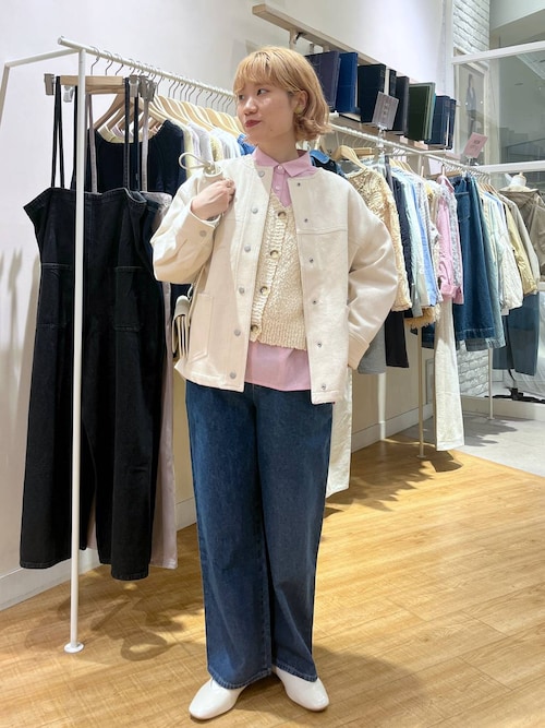 コットンノーカラーツイルジャケット（ノーカラージャケット）｜studio  